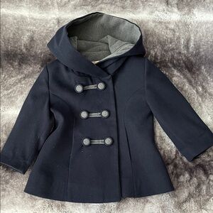 Chic Kids Navy Pea Coat with Oversized Hood 1year/86